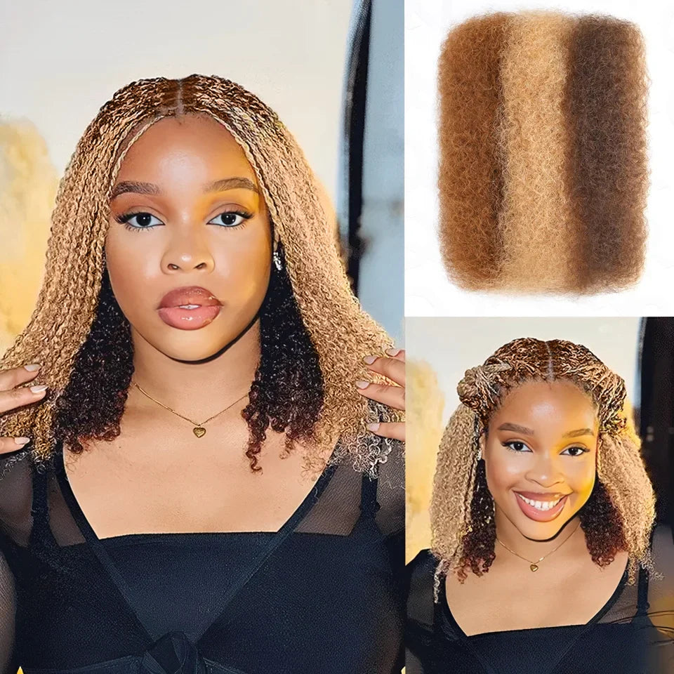 QVR Afro Kinky Bulk Hair No Attachment QVR Afro Curly Bulk Human Hair