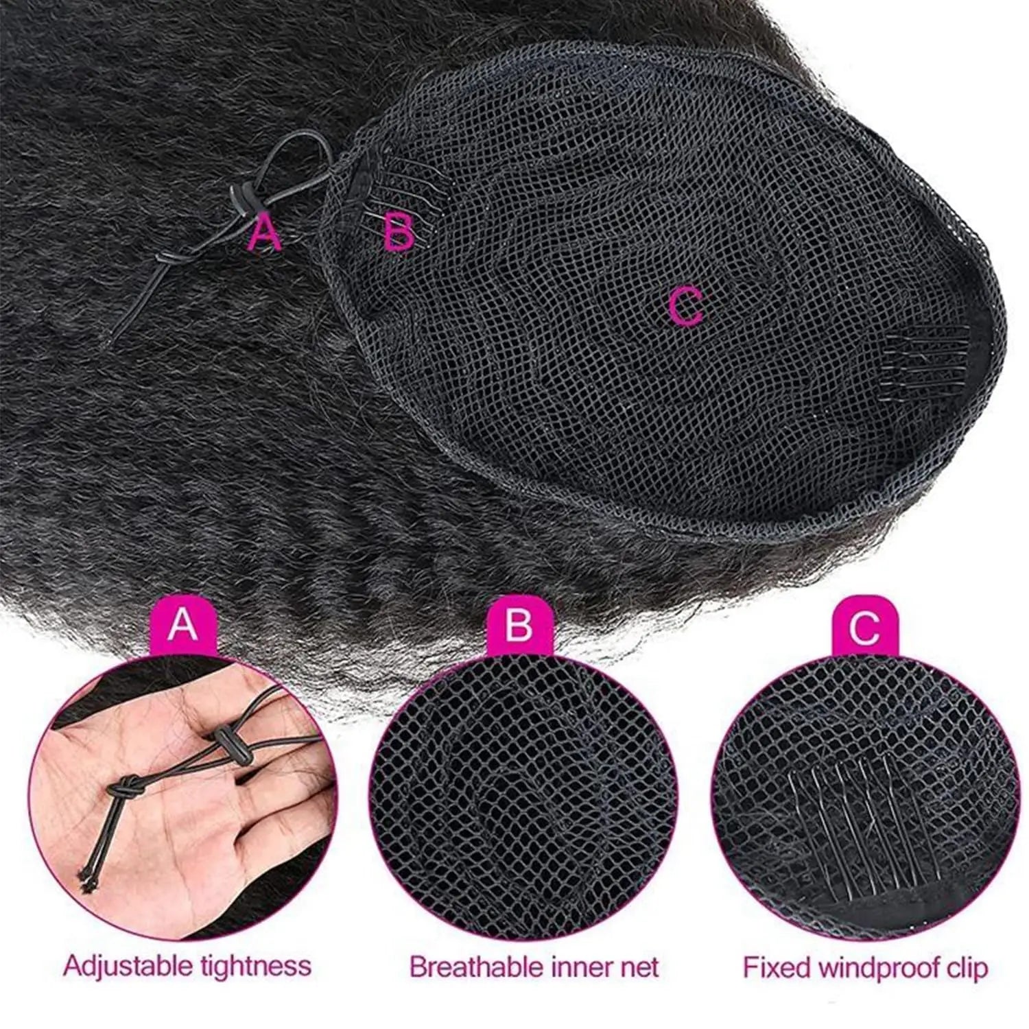 Kinky Straight Wrap Drawstring Kinky Straight Human Hair