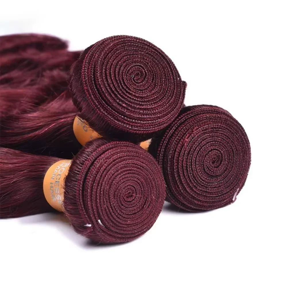 Burgundy Body Wave Bundles Human Hair Colored Wine Red 3 4 Bundles Unprocessed Raw Real Human Hair