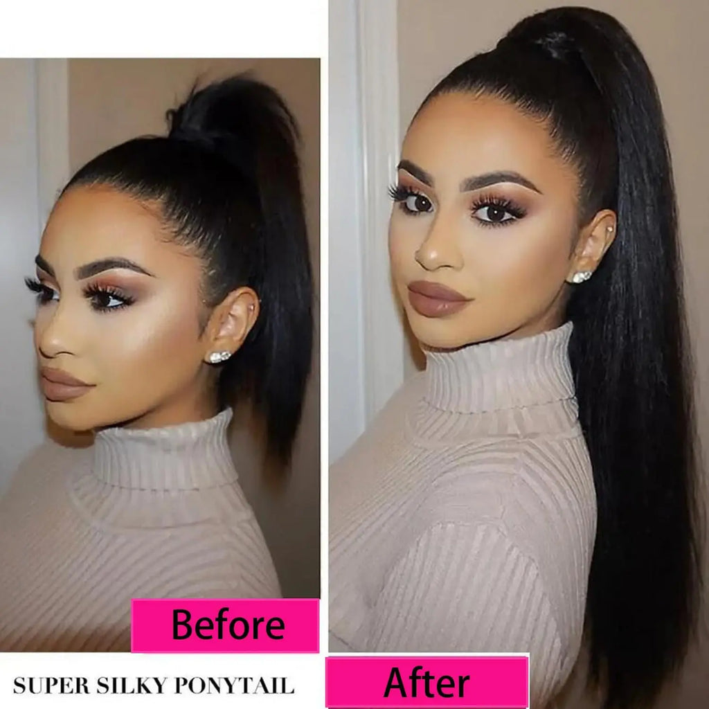 Kinky Straight Wrap Drawstring Kinky Straight Human Hair