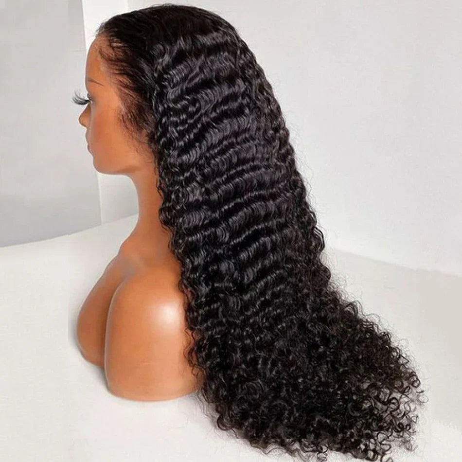 Deep Wave HD Transparent Lace Front Wig Human Hair Wet and Wavy Water Curly Frontal Wigs
