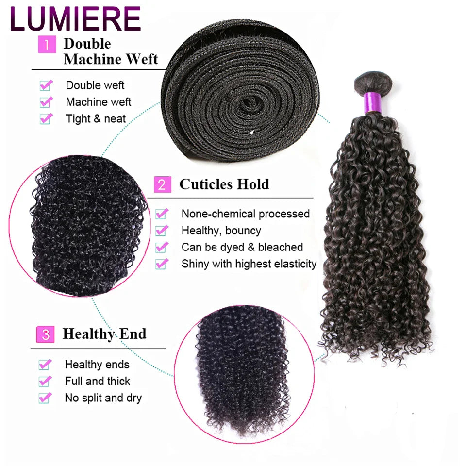 12A Afro Kinky Curly Human Hair 1/3/4 Bundles Deal 30 40 Inch Loose Deep  Curly Bundle HAIR