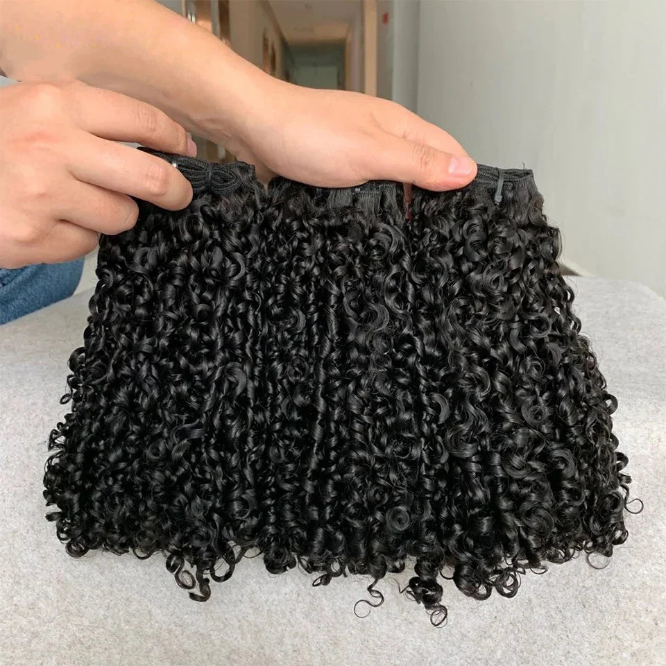 15A Pixie Curly Bundles Kinky Curly Human Hair 3/4 Bundles Deal Raw Virgin Curly