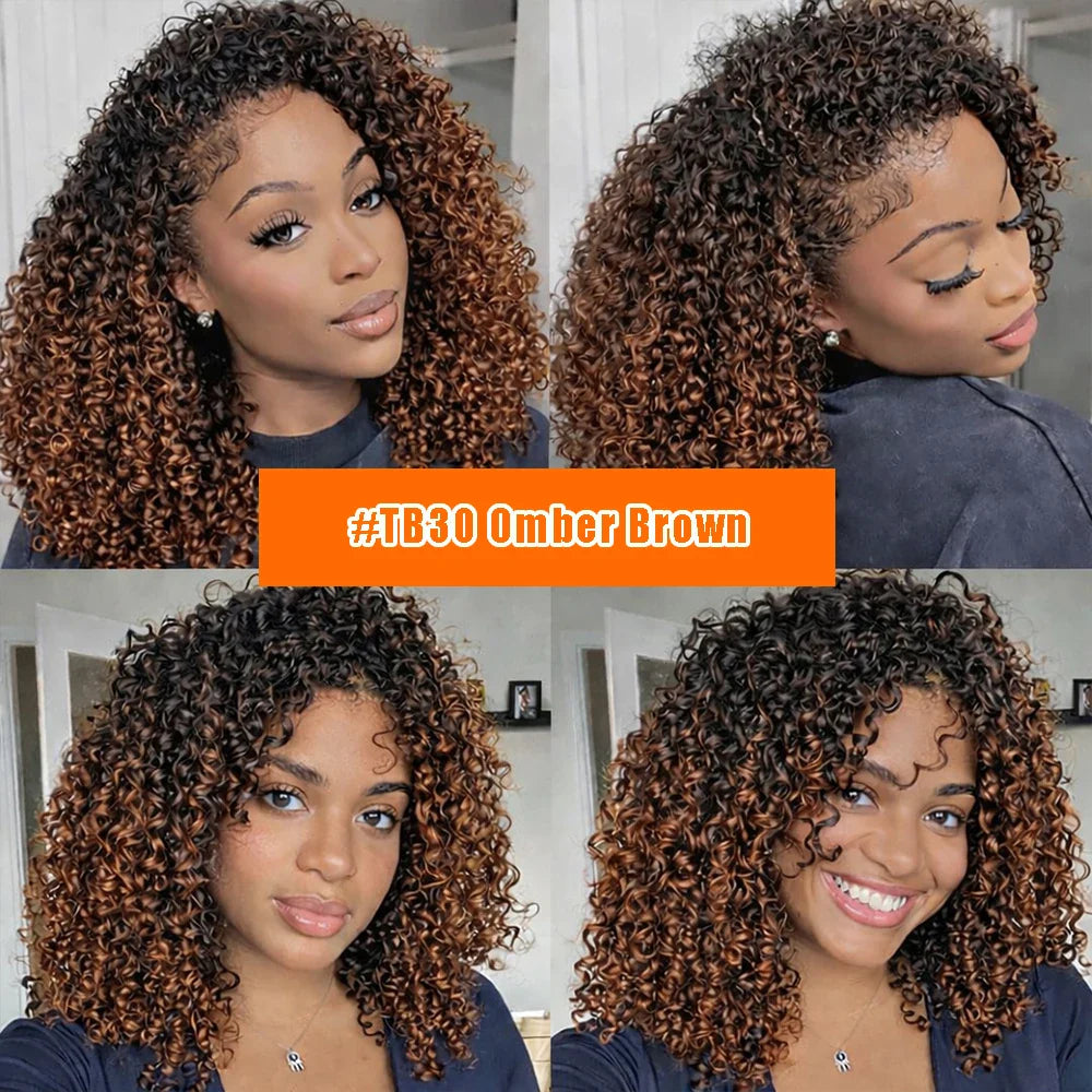 Curly Feather Miracle Knots Crochet Braid Human Hair #27 Blonde Knotless Small