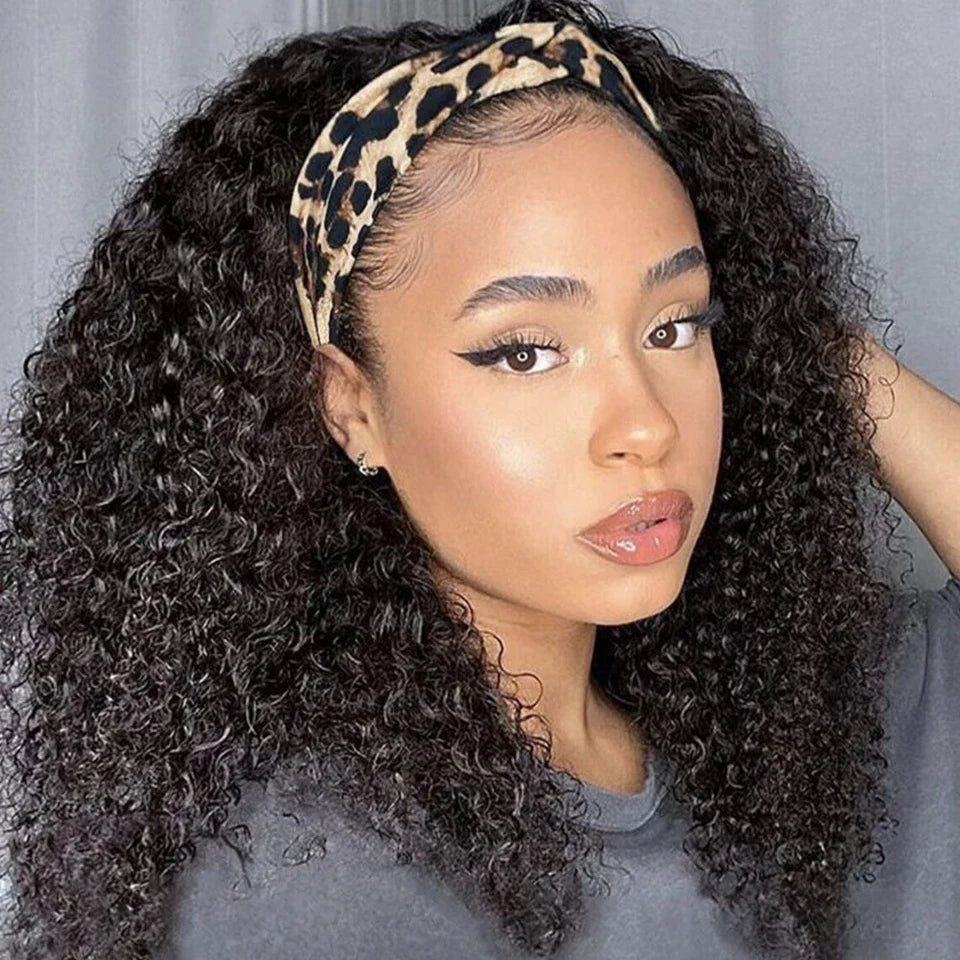Malaysia Kinky Curly Human Hair Headband Wig For Black Women