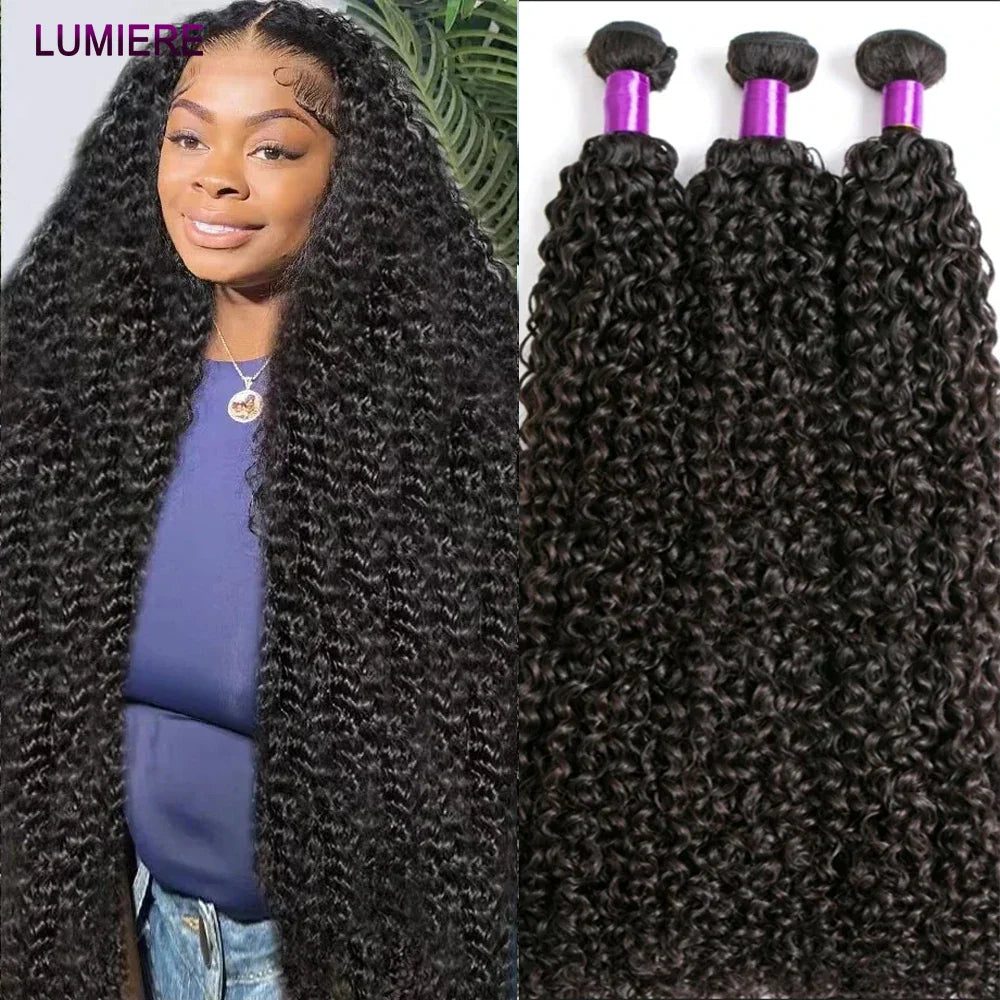 12A Afro Kinky Curly Human Hair 1/3/4 Bundles Deal 30 40 Inch Loose Deep  Curly Bundle HAIR