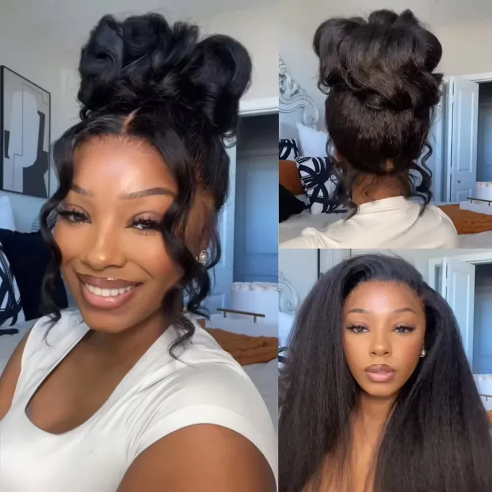 30 32 Inch 13x6 Hd Lace Frontal Wig Human Hair Kinky Straight Wig