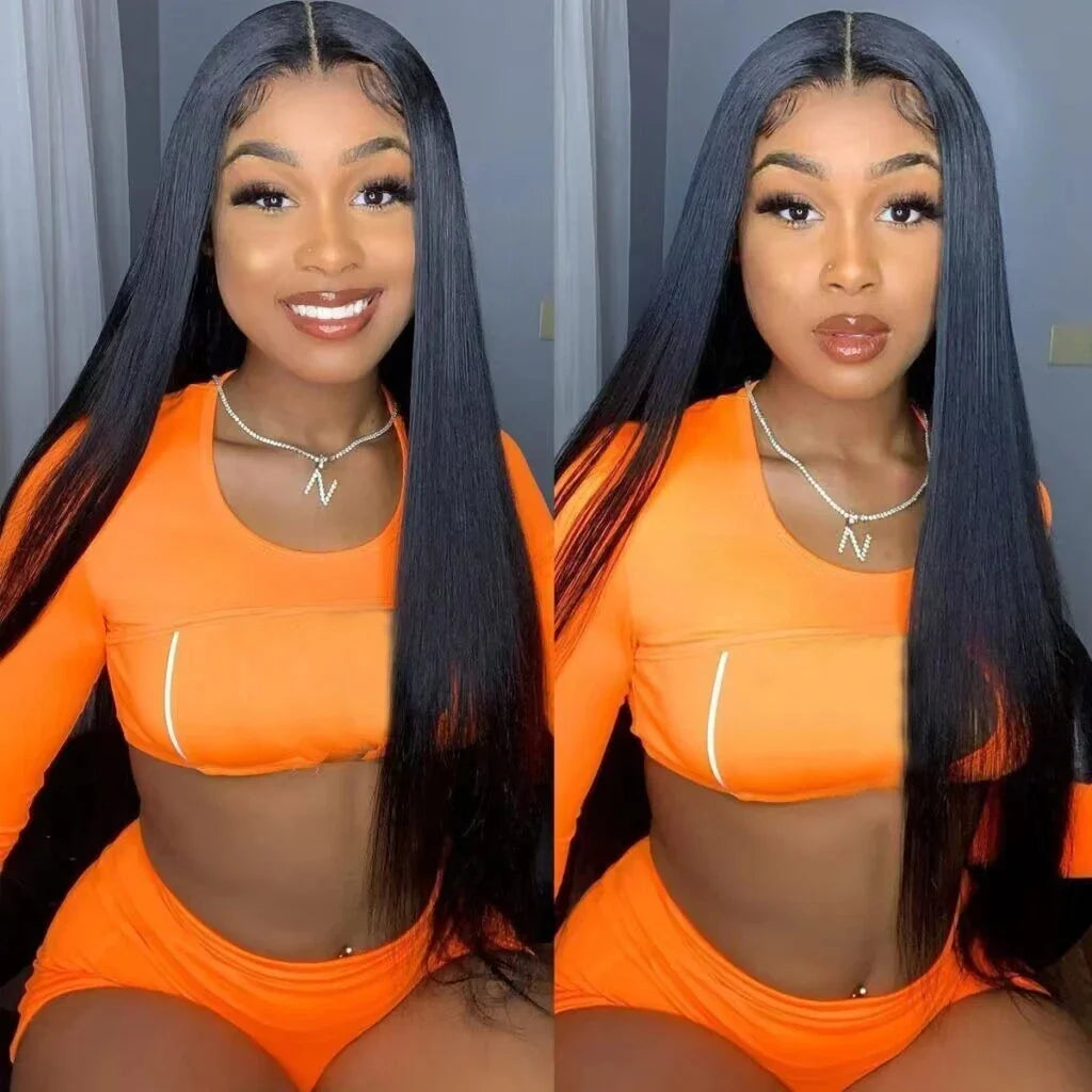13x6 HD Lace Frontal Wigs Brazilian Straight Human Hair Wigs For Women Pre Plucked HD Transparent Lace Front Human Hair Wigs