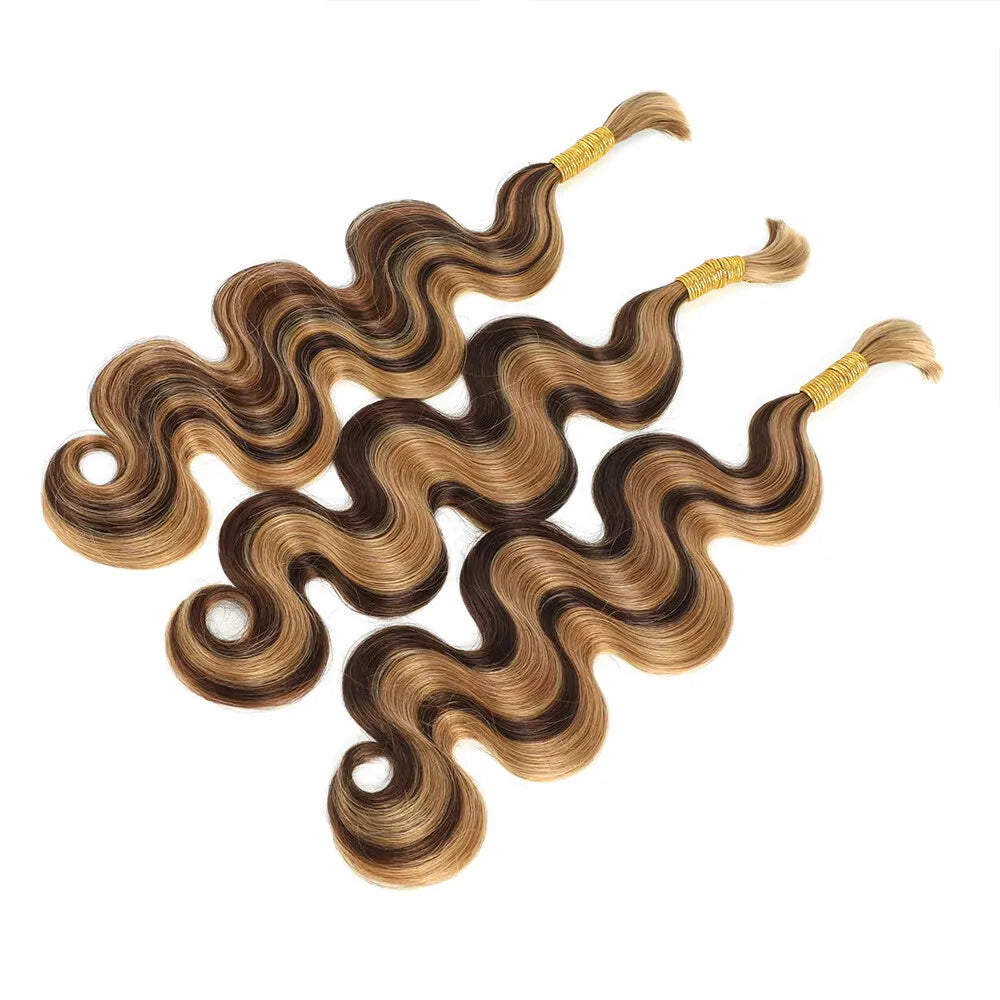 P4/27 Highlight Body Wave Human Braiding Hair 2 Bundles 100g Curly Bulk