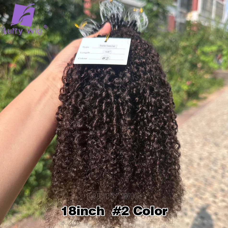 3C 4A Afro Kinky Curly Microlinks Hair Extensions For Black Women Double Drawn