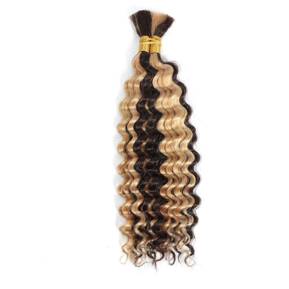 P4/27 Highligt Deep Wave Bulk Human Hair Braiding Blonde Curly Brazilian Human Hair