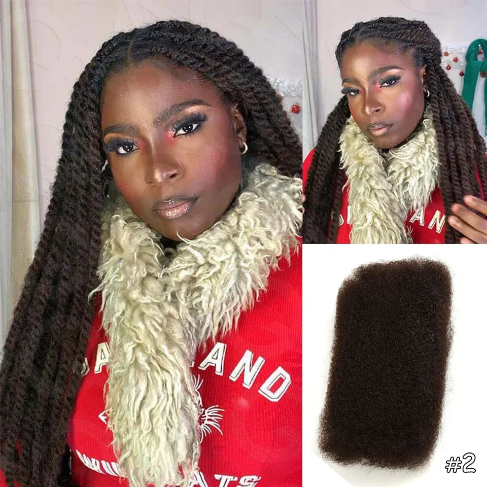 QVR Afro Kinky Bulk Hair No Attachment QVR Afro Curly Bulk Human Hair
