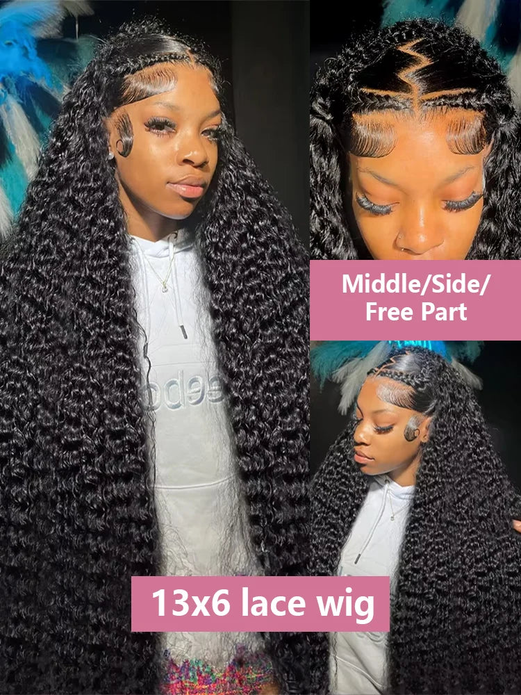 300 High Density HD 13x6 Deep Wave Lace Frontal Wigs 40 50 Inch Jerry Curly Human Hair Wigs