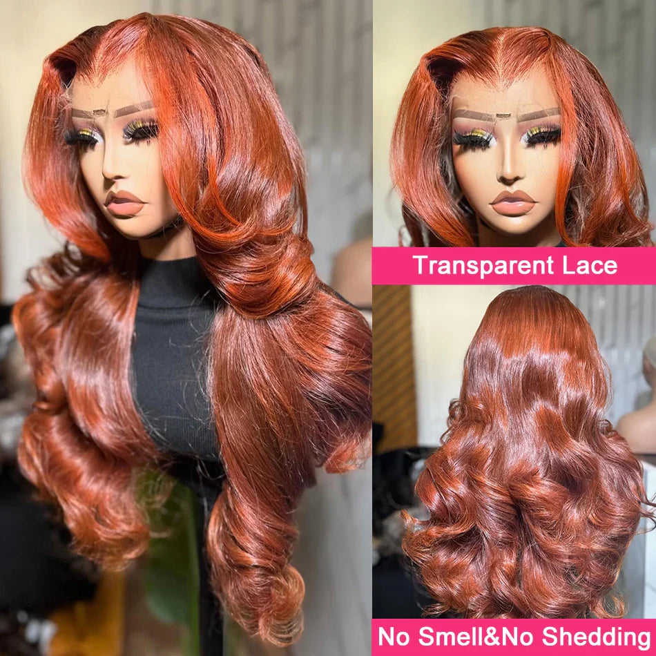 40 inch Reddish Brown HD Lace Front Human Hair Wig PrePlucked 13x4 Colored Human Hair 13x6 Lace Front Wigs Body Wave Wig 4x4 5x5