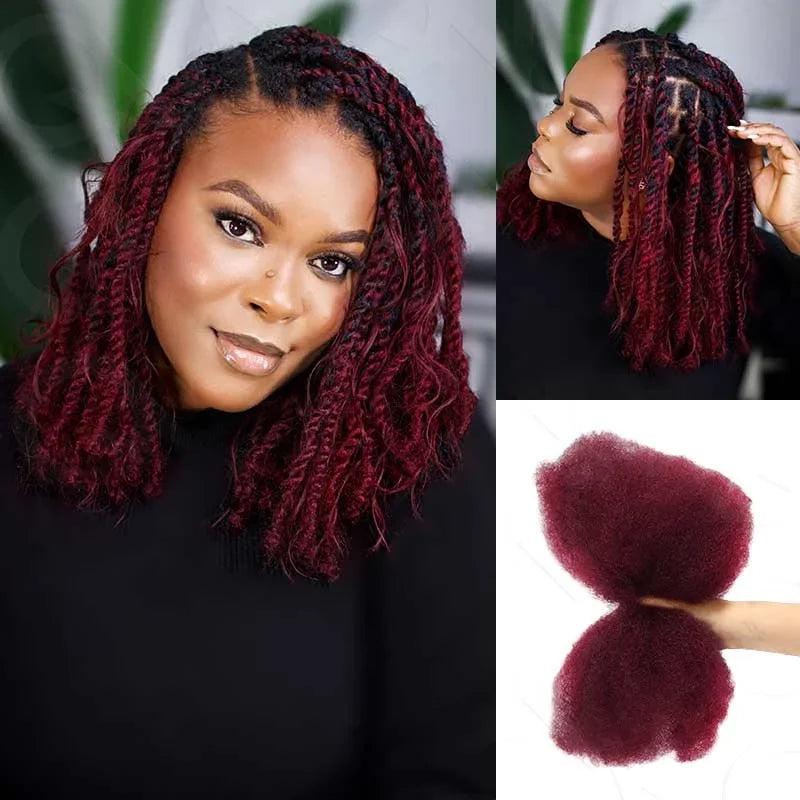 QVR Afro Kinky Bulk Hair No Attachment QVR Afro Curly Bulk Human Hair