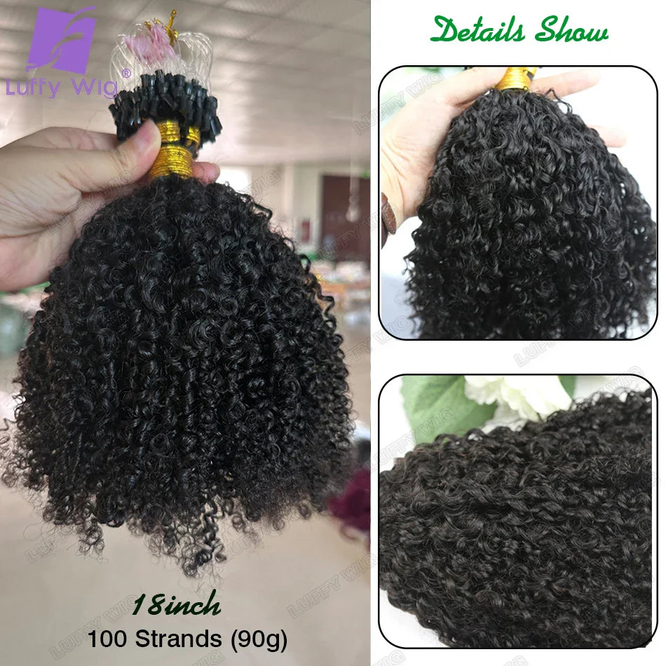 3C 4A Afro Kinky Curly Microlinks Hair Extensions For Black Women Double Drawn