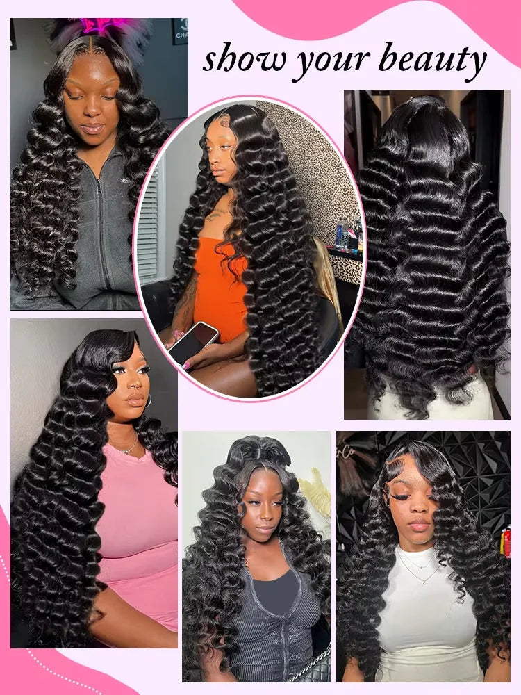 40 Inch 13x6 Curly Water Loose Wave Lace Front Human Hair Wigs