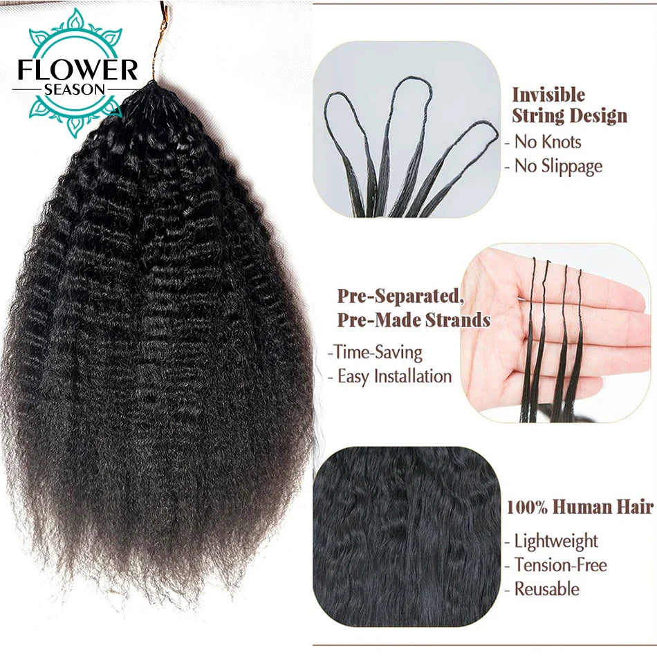 Kinky Straight Crochet Human Hair Extensions Knotless Pre-Separated Crochet Hair