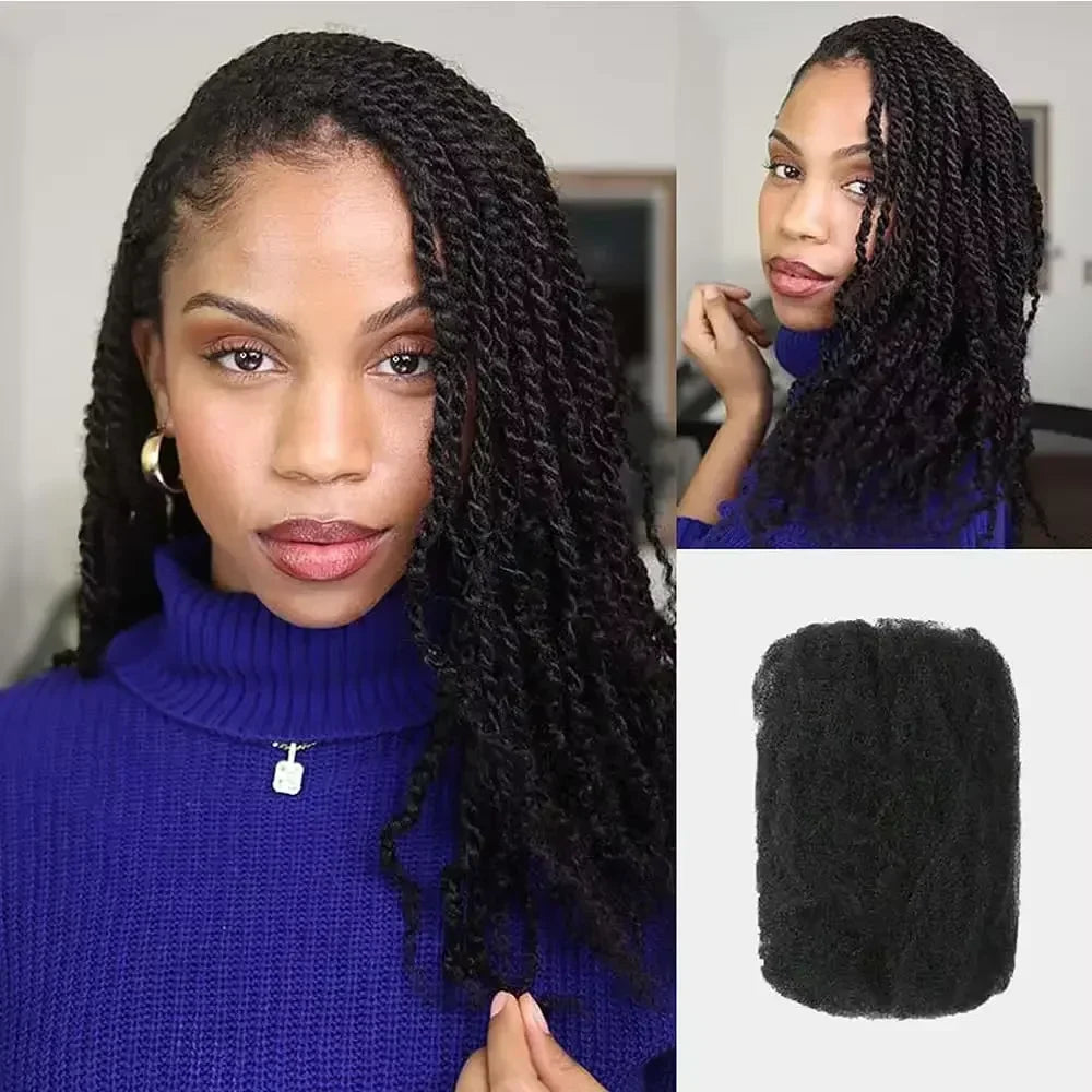QVR Afro Kinky Bulk Hair No Attachment QVR Afro Curly Bulk Human Hair