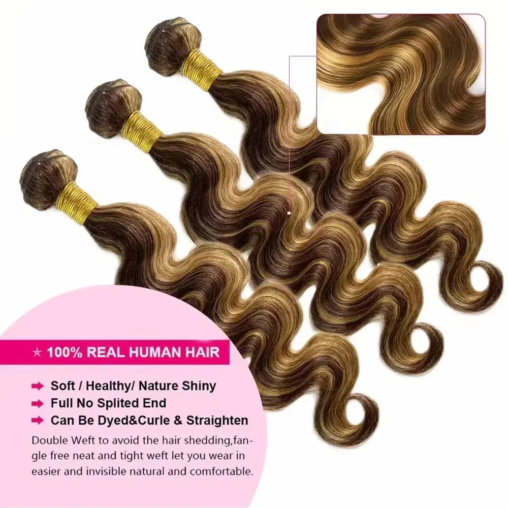 16A Highlight Ombre Body Wave Bundles Human Hair