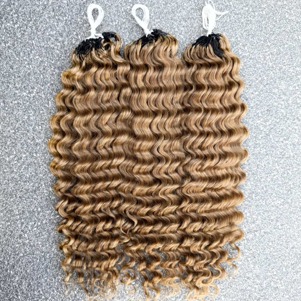 Miracle Knots Honey Blonde Deep Wave Feather Crochet Human Hair