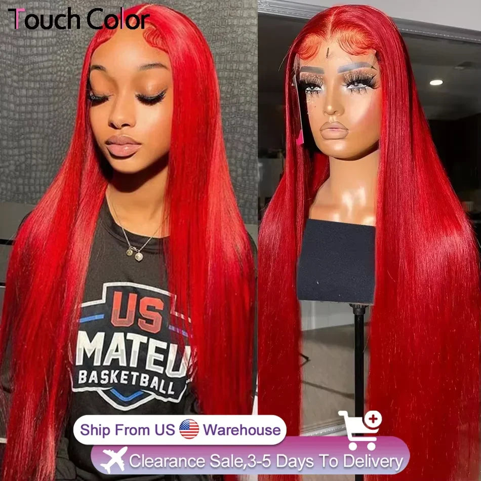 Hot Red Bone Straight 13x4 HD Transparent Lace Front Human Hair