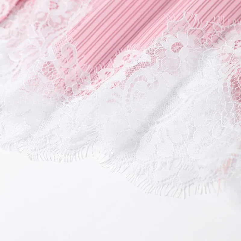 Casual Women's Matching Sets Long Sleeve Shirts Shorts Suit Lace