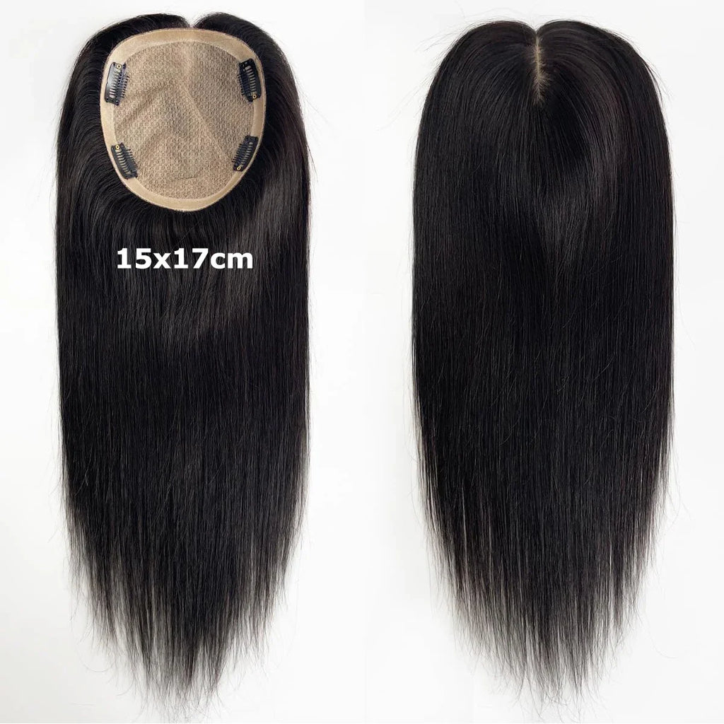 Woman Topper Human Hair Silk Base Topper Breathable Natural Scalp Top Virgin European Human Hair