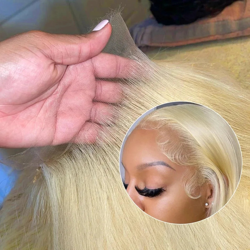 13x6 HD Transparent 613 Blonde Lace Frontal Human Hair Wigs