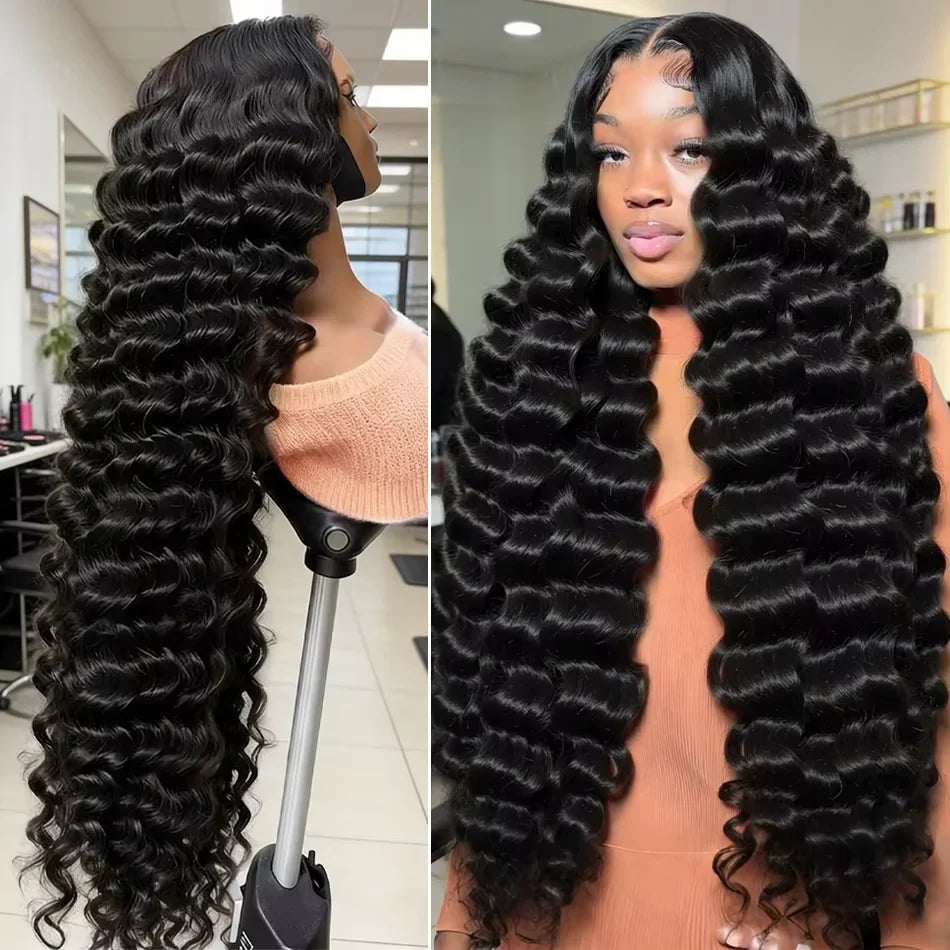 40 Inch 13x6 Curly Water Loose Wave Lace Front Human Hair Wigs
