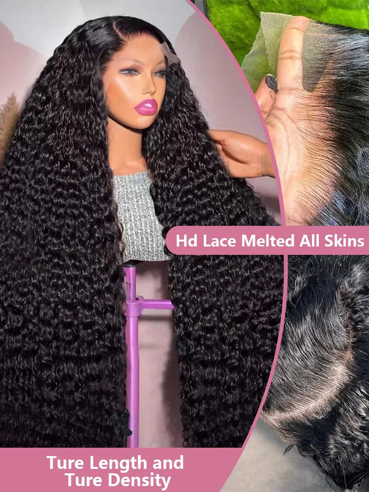 300 High Density HD 13x6 Deep Wave Lace Frontal Wigs 40 50 Inch Jerry Curly Human Hair Wigs