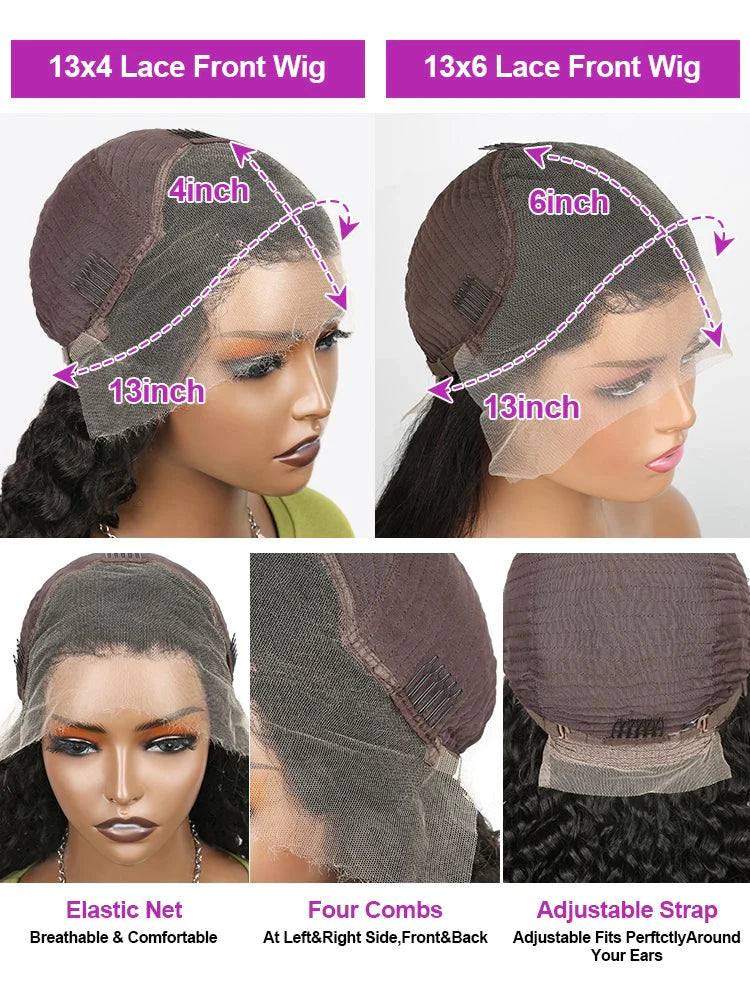 40 Inch Loose Deep Wave Lace Front Human Hair Wig Brazilian Nature Wave Curly Wigs Human Hair