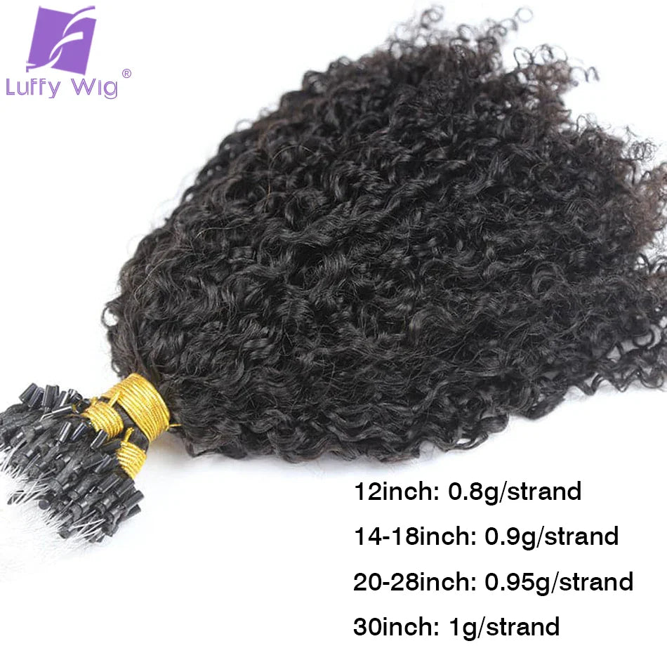3C 4A Afro Kinky Curly Microlinks Hair Extensions For Black Women Double Drawn
