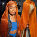 Orange Ginger Long Straight Lace Front Wig Hd Transparent Lace Frontal Wigs 13X6 Human Hair Wigs 100% Brazilian Hair for Women