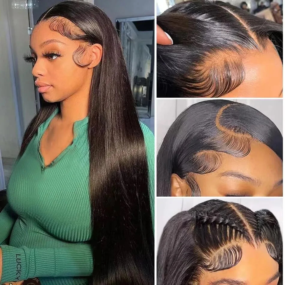 13x6 HD Lace Frontal Wigs Brazilian Straight Human Hair Wigs For Women Pre Plucked HD Transparent Lace Front Human Hair Wigs
