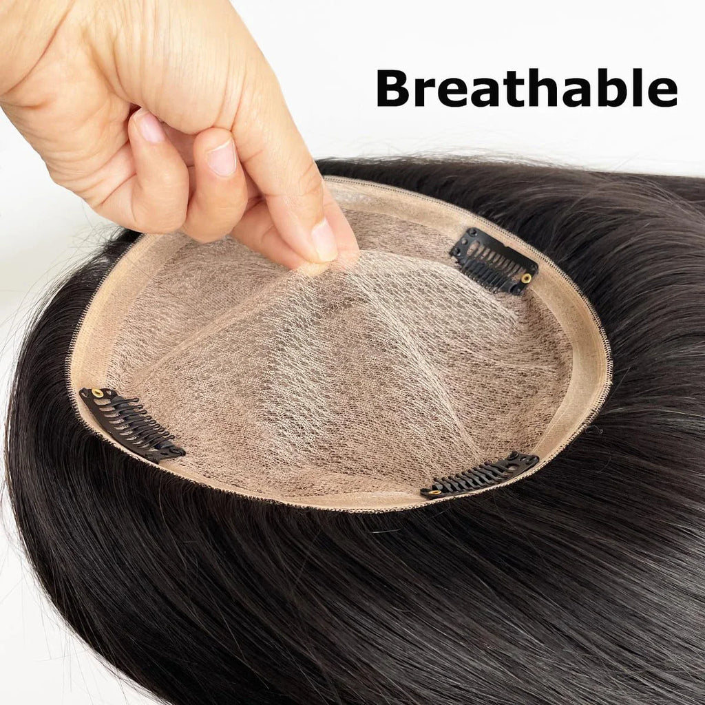 Woman Topper Human Hair Silk Base Topper Breathable Natural Scalp Top Virgin European Human Hair