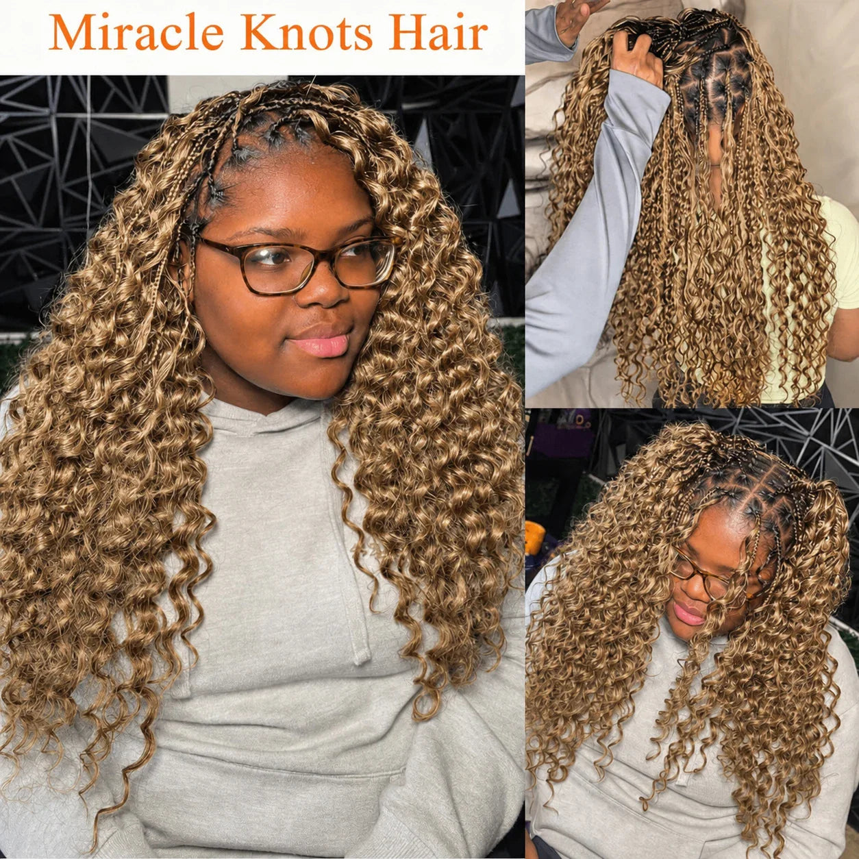 Miracle Knots Honey Blonde Deep Wave Feather Crochet Human Hair
