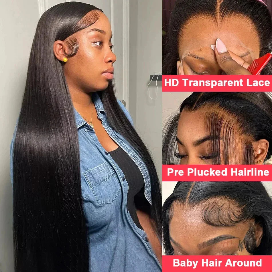 Hair 13x6 HD Lace 13x4 Transparent Frontal Wigs Pre Plucked For Black Women
