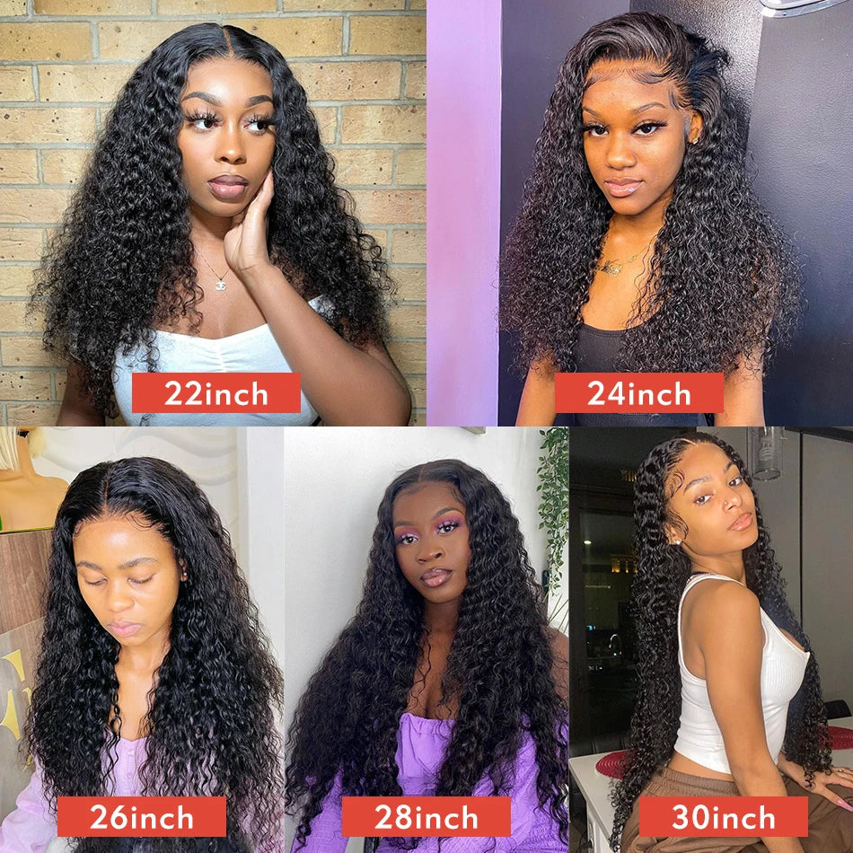 Deep Wave HD Transparent Lace Front Wig Human Hair Wet and Wavy Water Curly Frontal Wigs