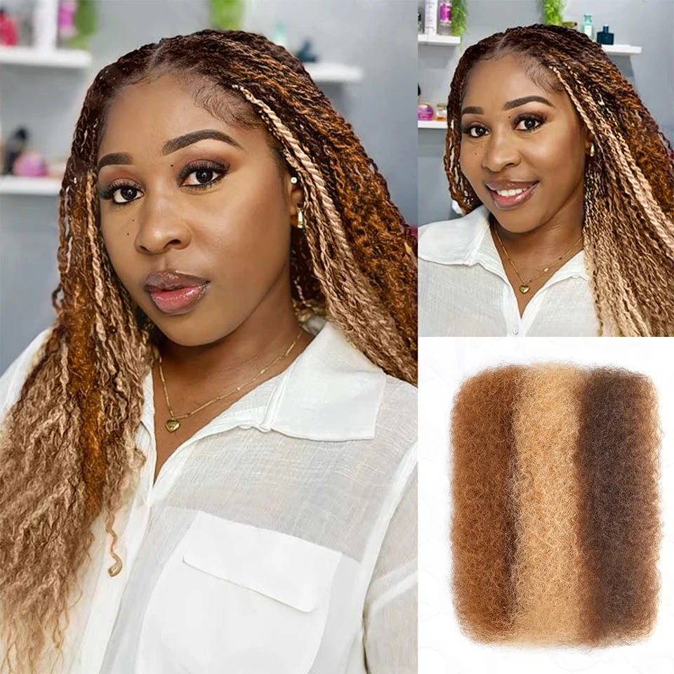 QVR Afro Kinky Bulk Hair No Attachment QVR Afro Curly Bulk Human Hair