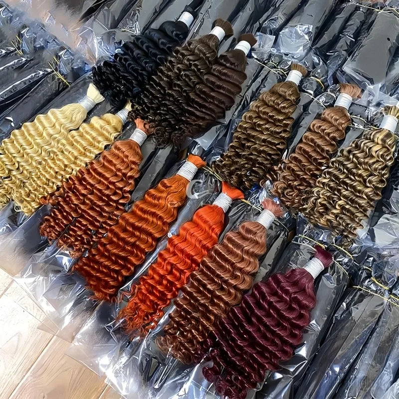 High Quality #1#2#3#4  Wave 16-26 Inch Boho Braids Hair Bulk 100g/pack Many Color