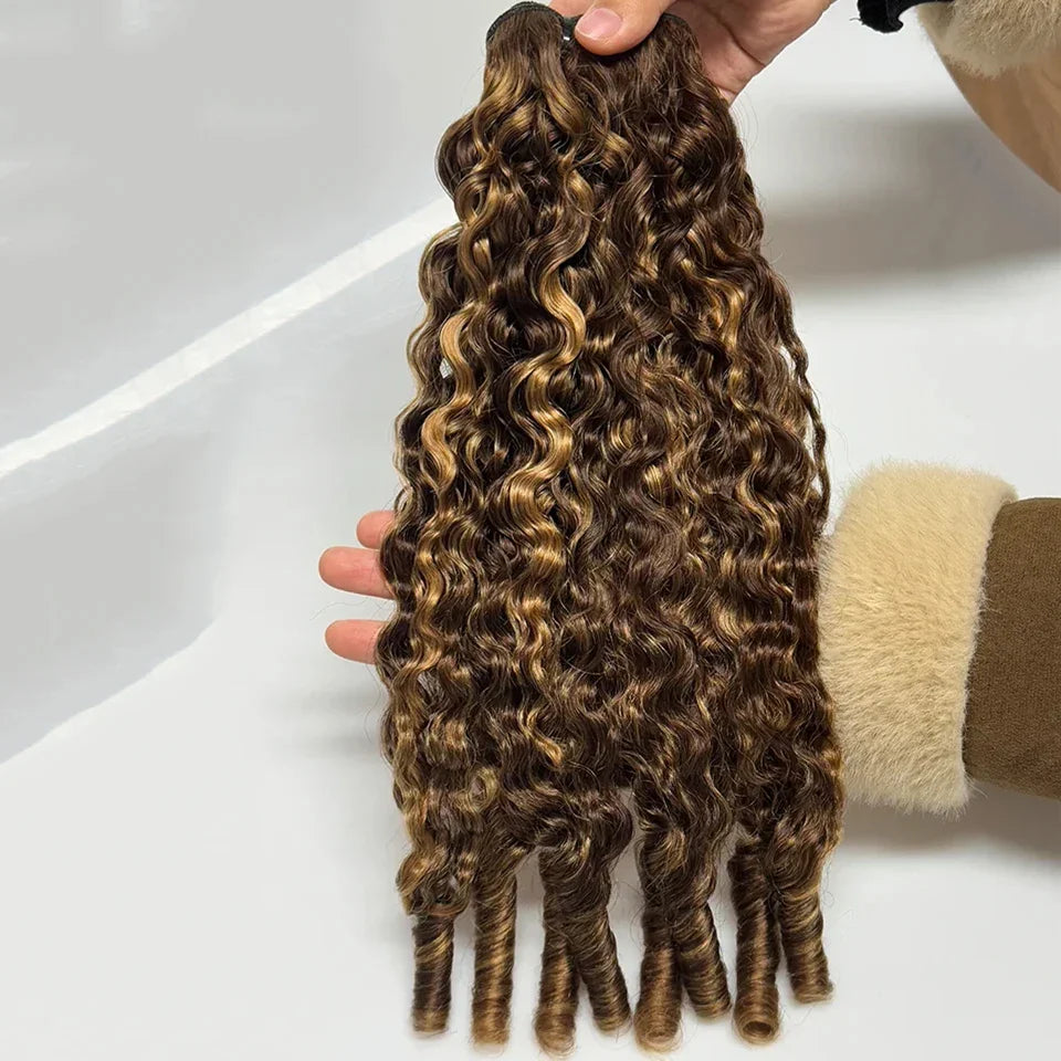 15A Burmese Curly Human Hair Bundles P4/27 Human Virgin Hair