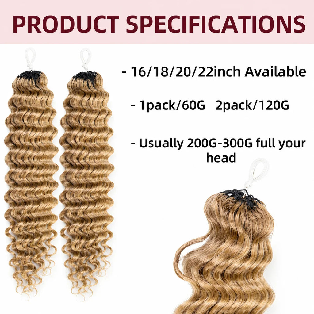 Miracle Knots Honey Blonde Deep Wave Feather Crochet Human Hair