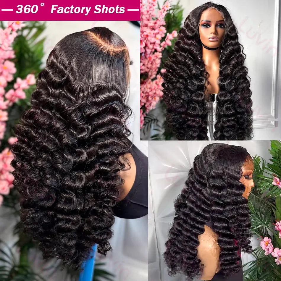 40 Inch 13x6 Curly Water Loose Wave Lace Front Human Hair Wigs