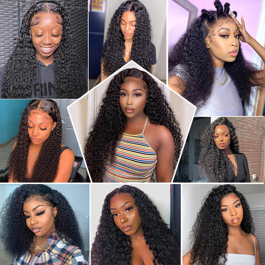 HD Deep Wave 13x4 Lace Frontal Remy 200% Density Curly 4x4 Closure
