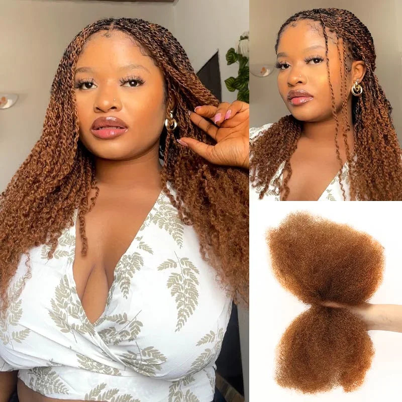 QVR Afro Kinky Bulk Hair No Attachment QVR Afro Curly Bulk Human Hair