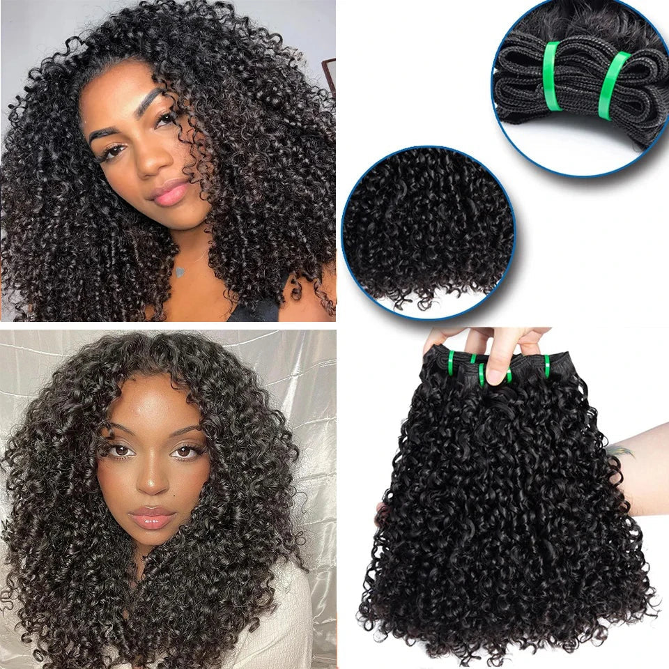 15A Pixie Curly Bundles Kinky Curly Human Hair 3/4 Bundles Deal Raw Virgin Curly
