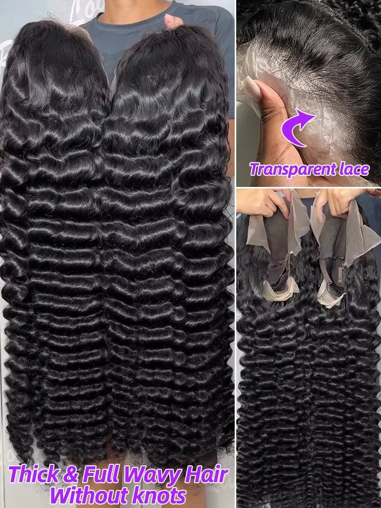 40 Inch 13x6 Curly Water Loose Wave Lace Front Human Hair Wigs