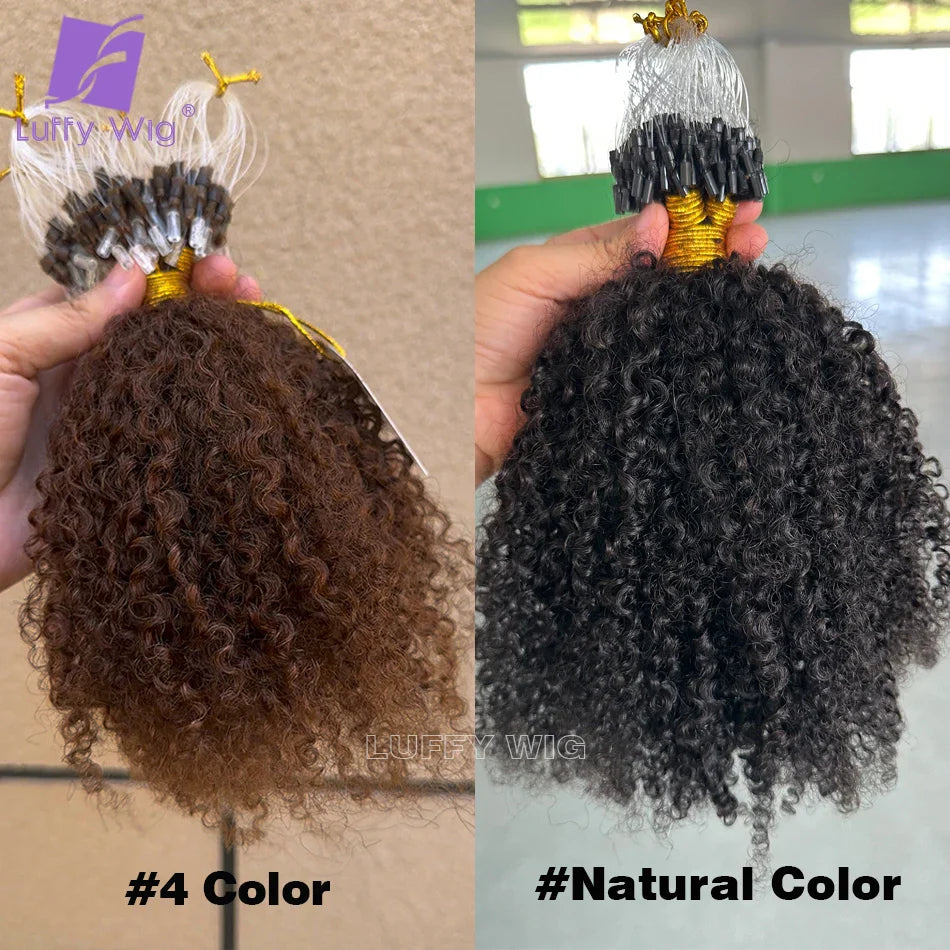 3C 4A Afro Kinky Curly Microlinks Hair Extensions For Black Women Double Drawn