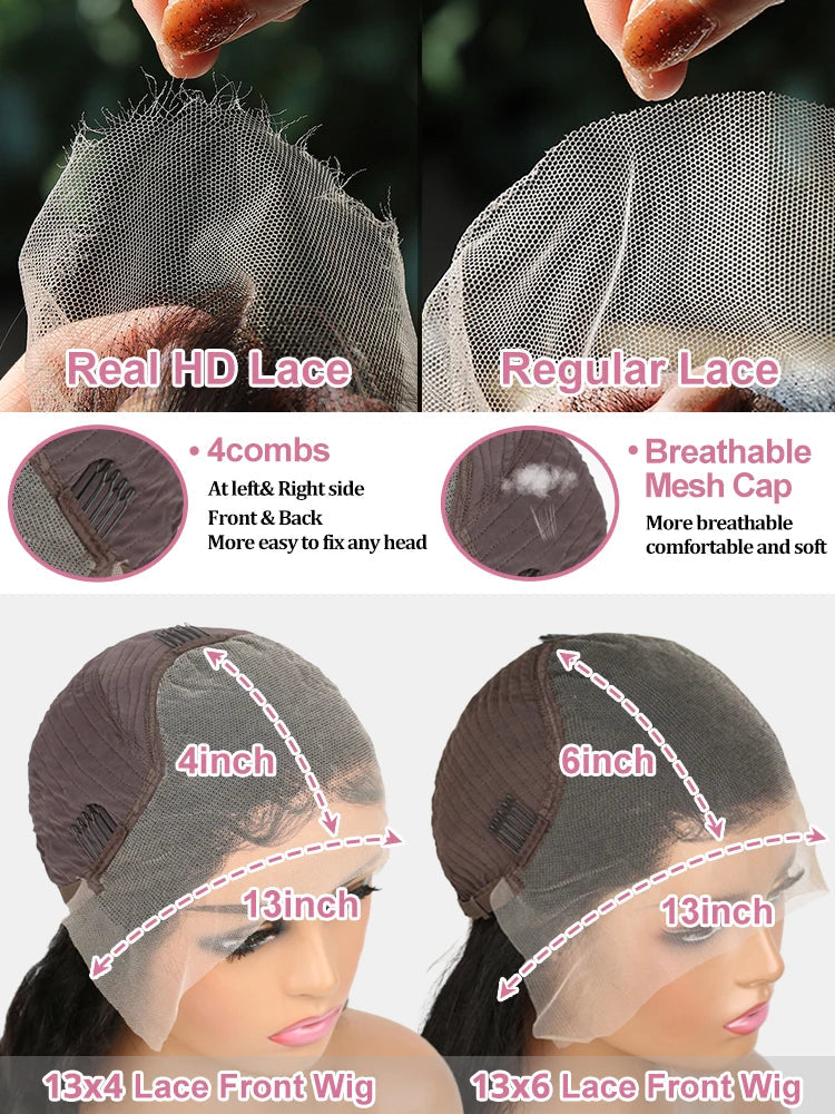300 High Density HD 13x6 Deep Wave Lace Frontal Wigs 40 50 Inch Jerry Curly Human Hair Wigs